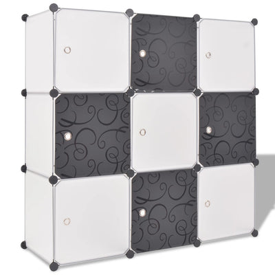 Vidaxl Storage mobili con 9 compartimenti in bianco e nero