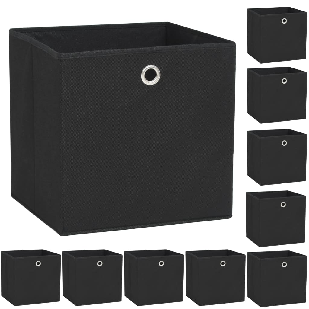 Cajas de almacenamiento de Vidaxl 10 PCS 32x32x32 CM Fabric no tejida Negro