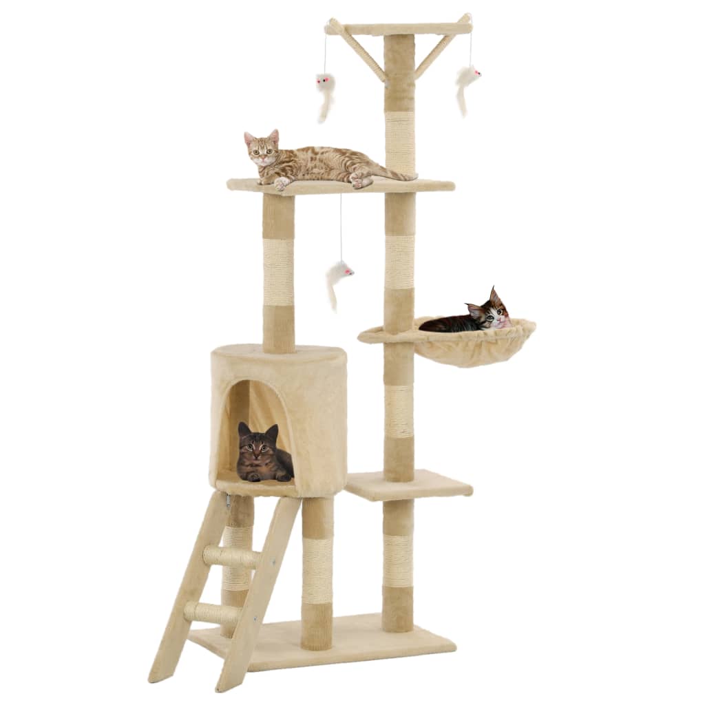 Vidaxl Cat Rastreing Post con postes de rascado de sisal 138 cm beige