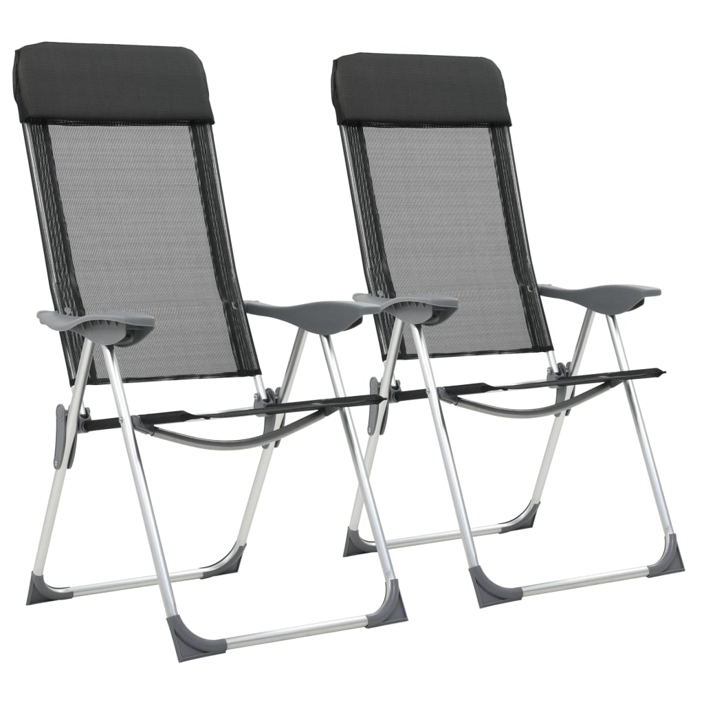 Sedie da campeggio Vidaxl pieghevole in alluminio nero 2 m