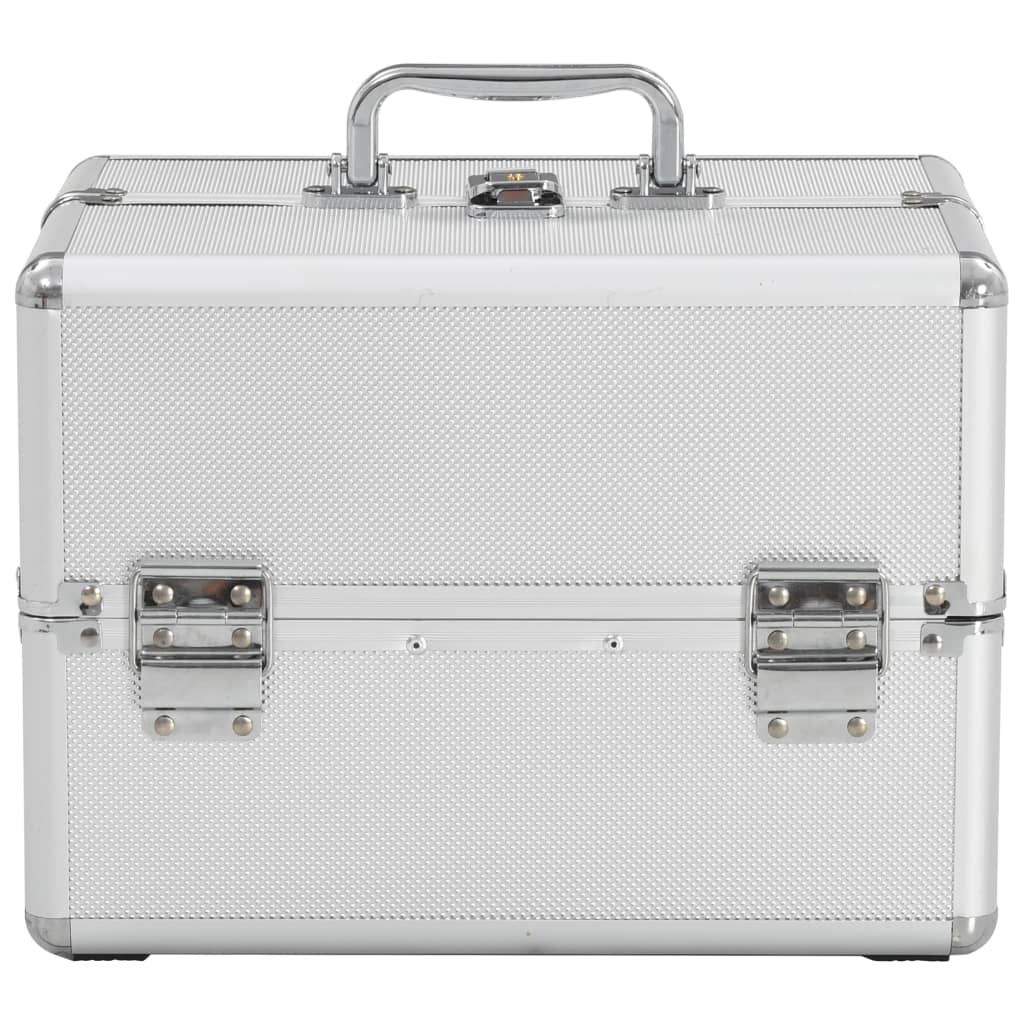 Vidaxl Makeup Suitcase 22x30x21 cm in alluminio colorato in argento