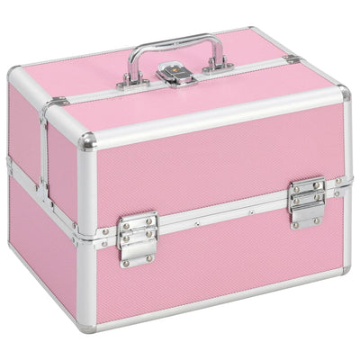 Vidaxl Makeup Suitcase 22x30x21 cm in alluminio rosa