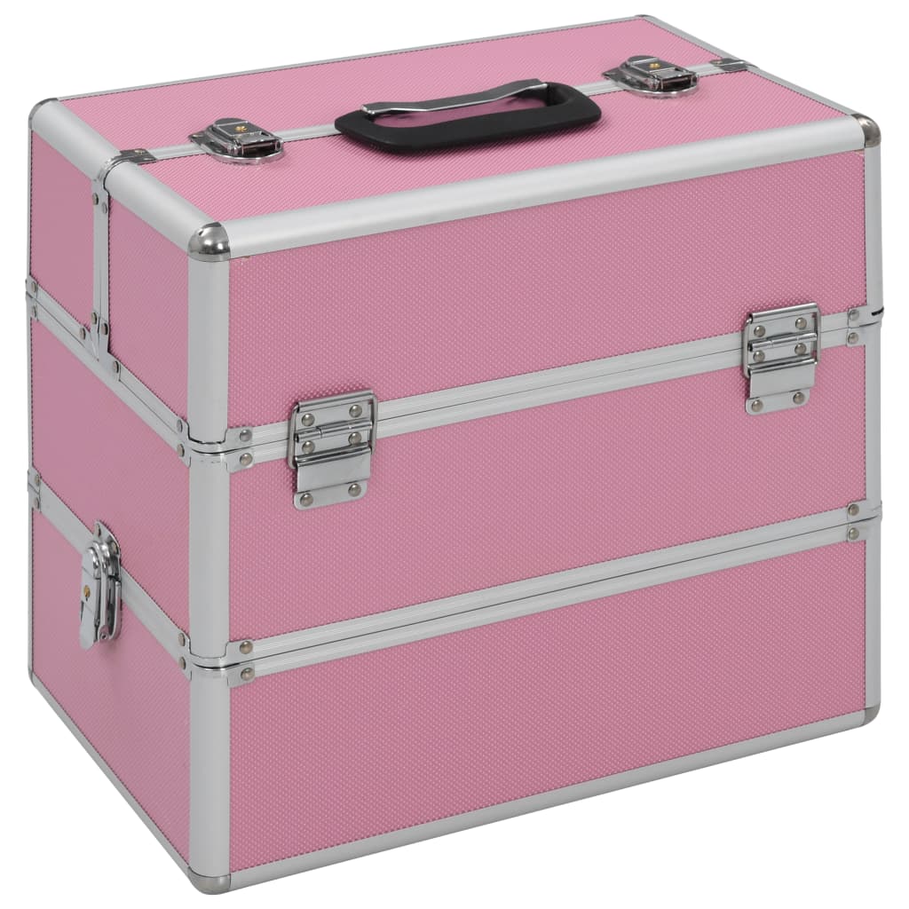 Vidaxl Makeup Suitcase 37x24x35 cm in alluminio rosa