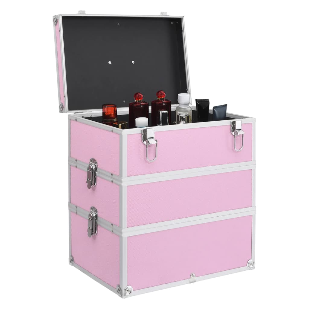 Vidaxl Makeup Suitcase 37x24x40 cm in alluminio rosa