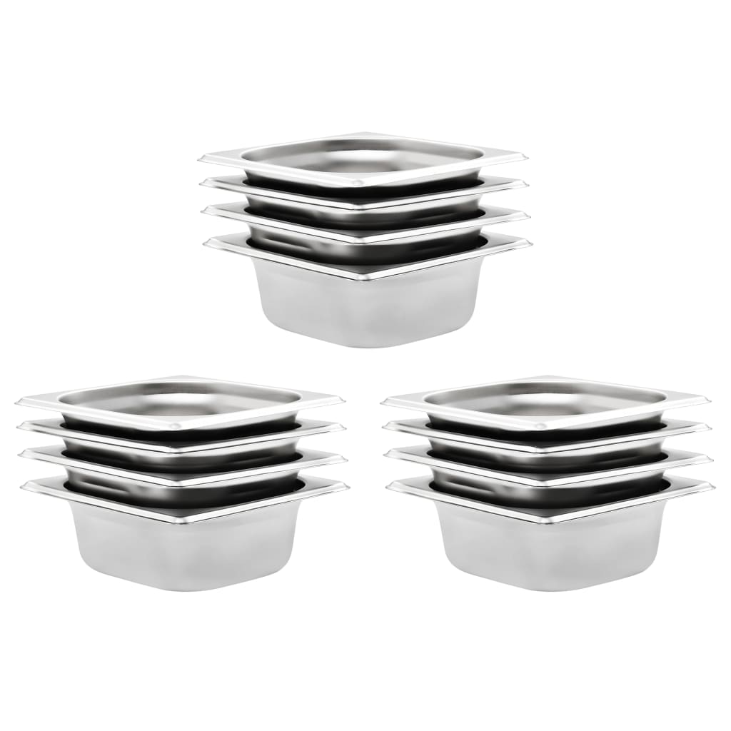 Vidaxl Gastronormbakken 12 PC GN 1 6 65 mm in acciaio inossidabile