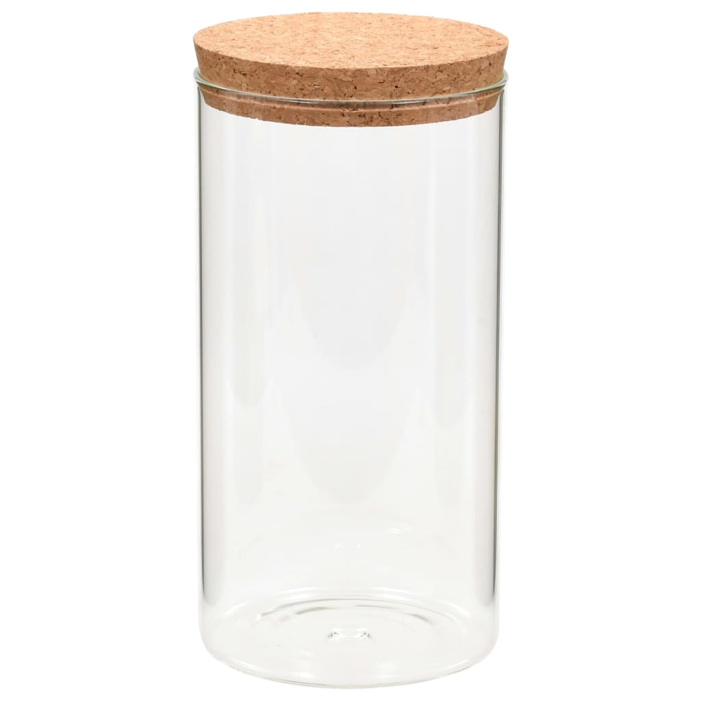 Ollas de almacenamiento de Vidaxl con tapa de corcho 6 ST 1100 ml de vidrio