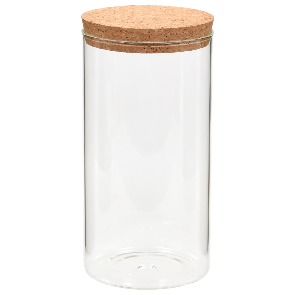 Ollas de almacenamiento de Vidaxl con tapa de corcho 6 ST 1400 ml de vidrio