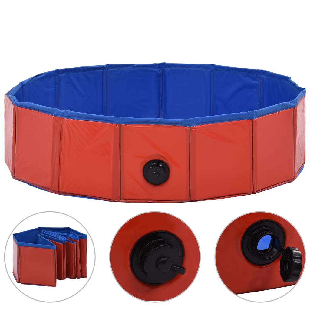 Vidaxl Dog Pool Plegable 80x20 cm PVC rojo