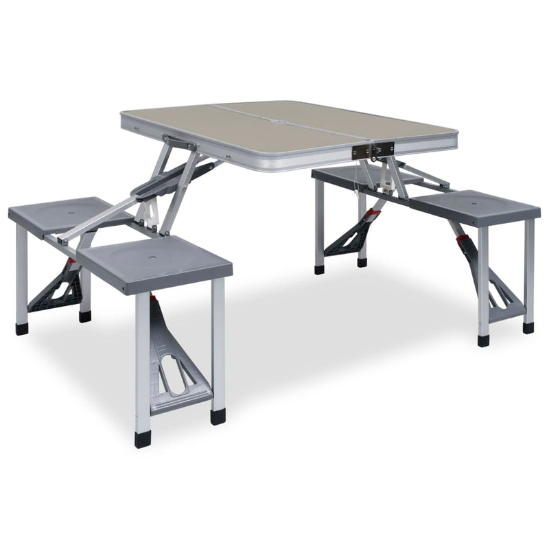Vidaxl Camping Table Colpobile con 4 sedi di acciaio e alluminio