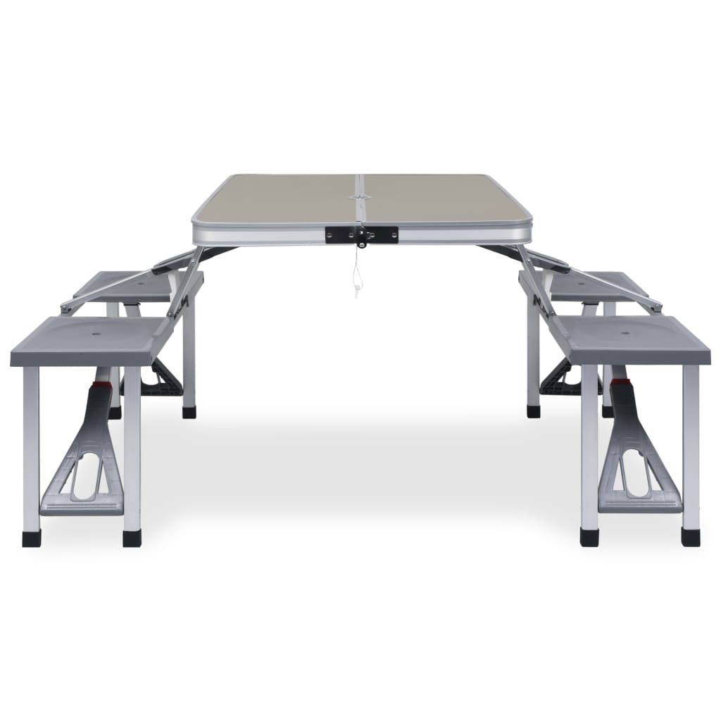 Vidaxl Camping Table Colpobile con 4 sedi di acciaio e alluminio