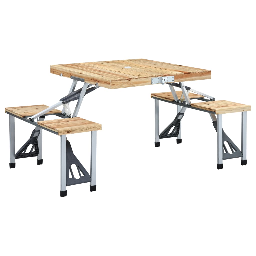 Vidaxl Camping Table Colpobile con 4 sedi di acciaio e alluminio