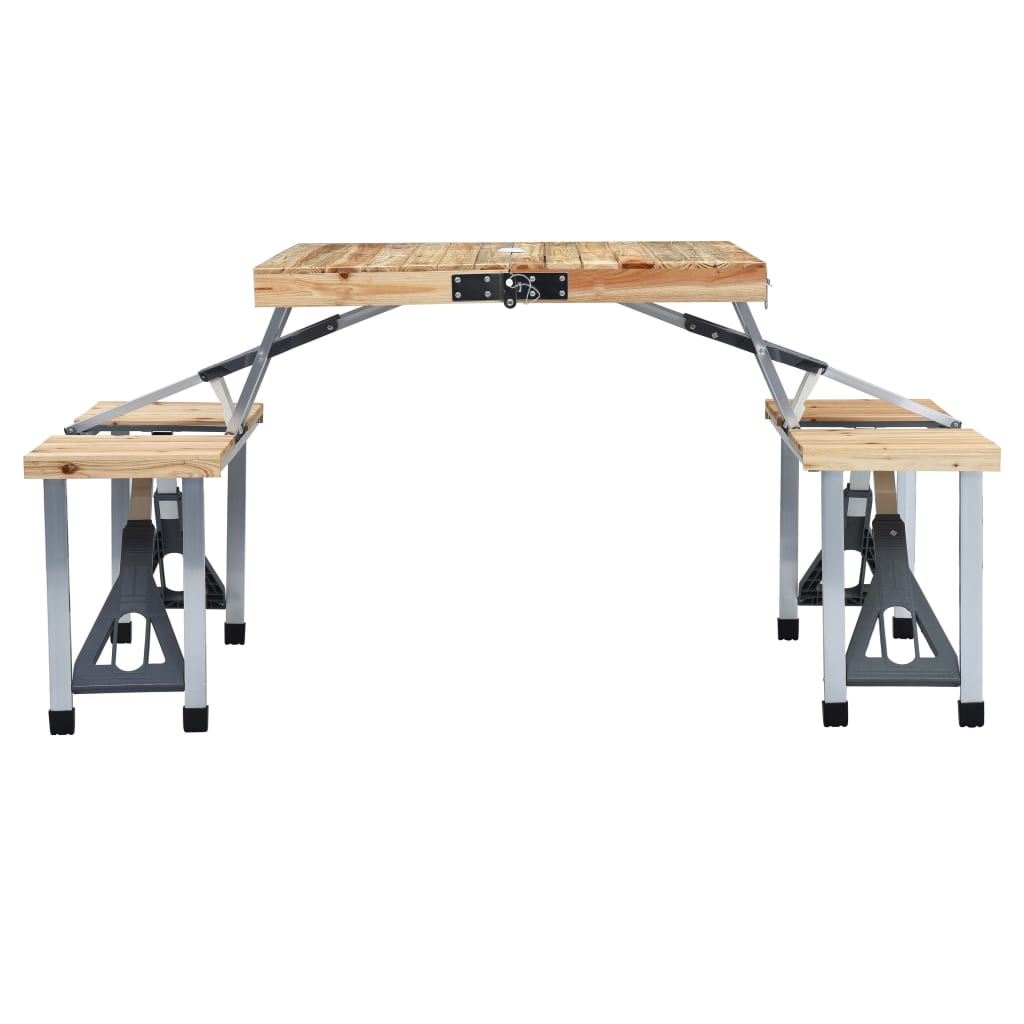 Vidaxl Camping Table Colpobile con 4 sedi di acciaio e alluminio