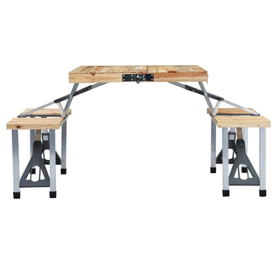 VidaXL Campingtafel inklapbaar met 4 zitjes staal en aluminium