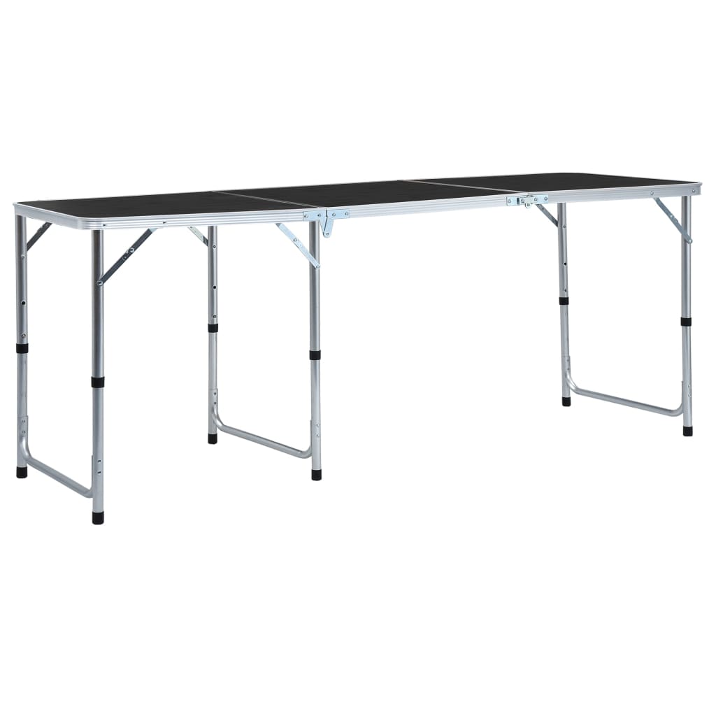 Vidaxl Camping Table Croundble 180x60 cm Grigio in alluminio