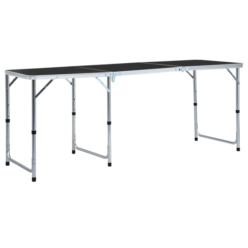 Vidaxl Camping Table Croundble 180x60 cm Grigio in alluminio