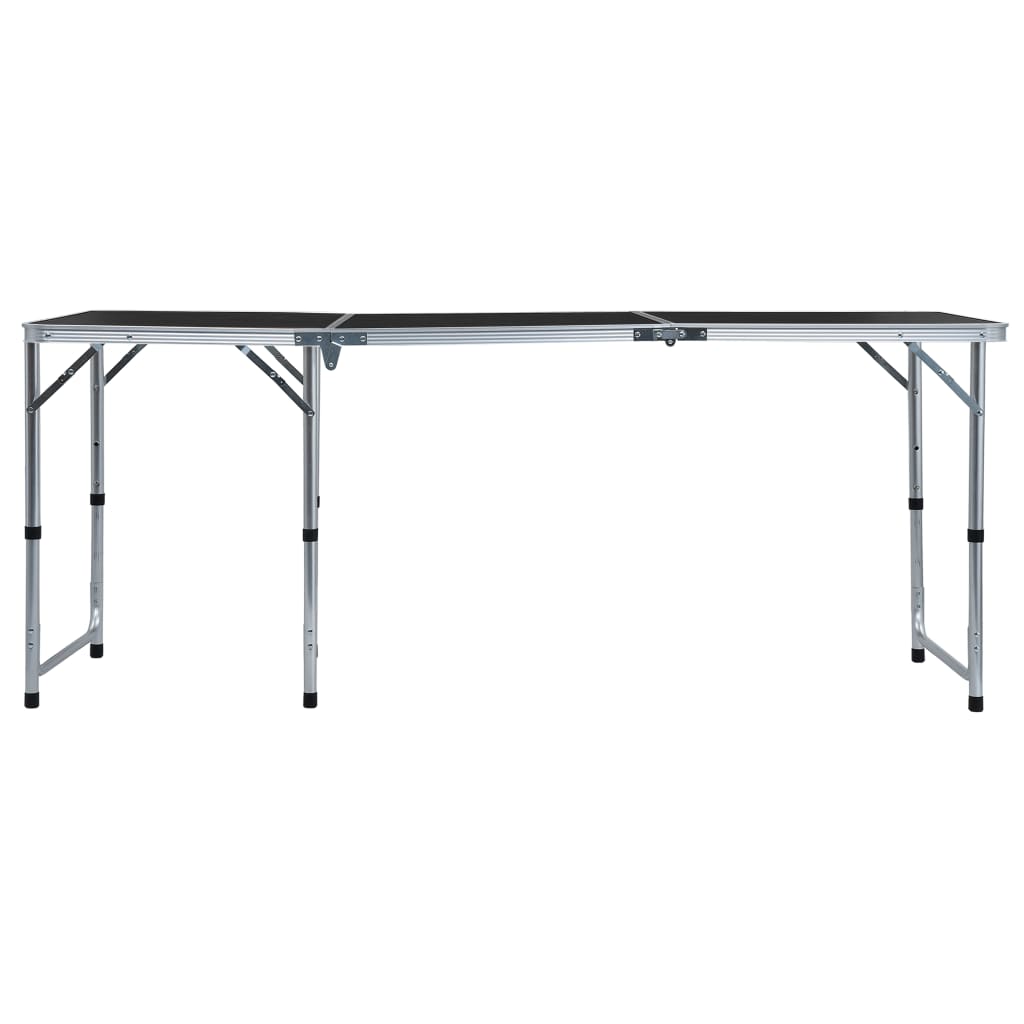 Vidaxl Camping Table Croundble 180x60 cm Grigio in alluminio