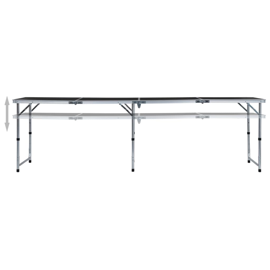 Vidaxl Camping Table Colpoble 240x60 cm Grigio in alluminio