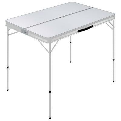 VidaXL Campingtafel inklapbaar met 2 banken aluminium wit