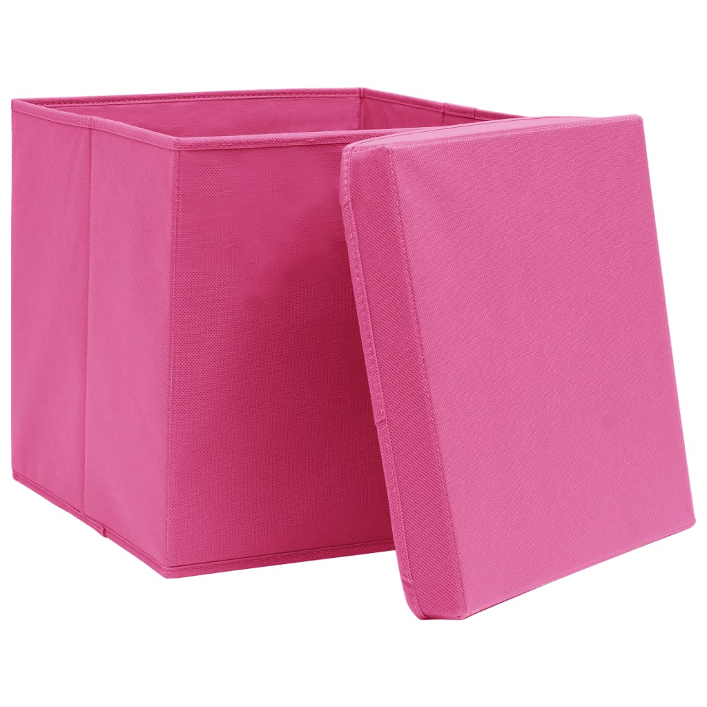 Scatole di archiviazione Vidaxl con coperchio 4 PC 32x32x32 cm in tessuto rosa
