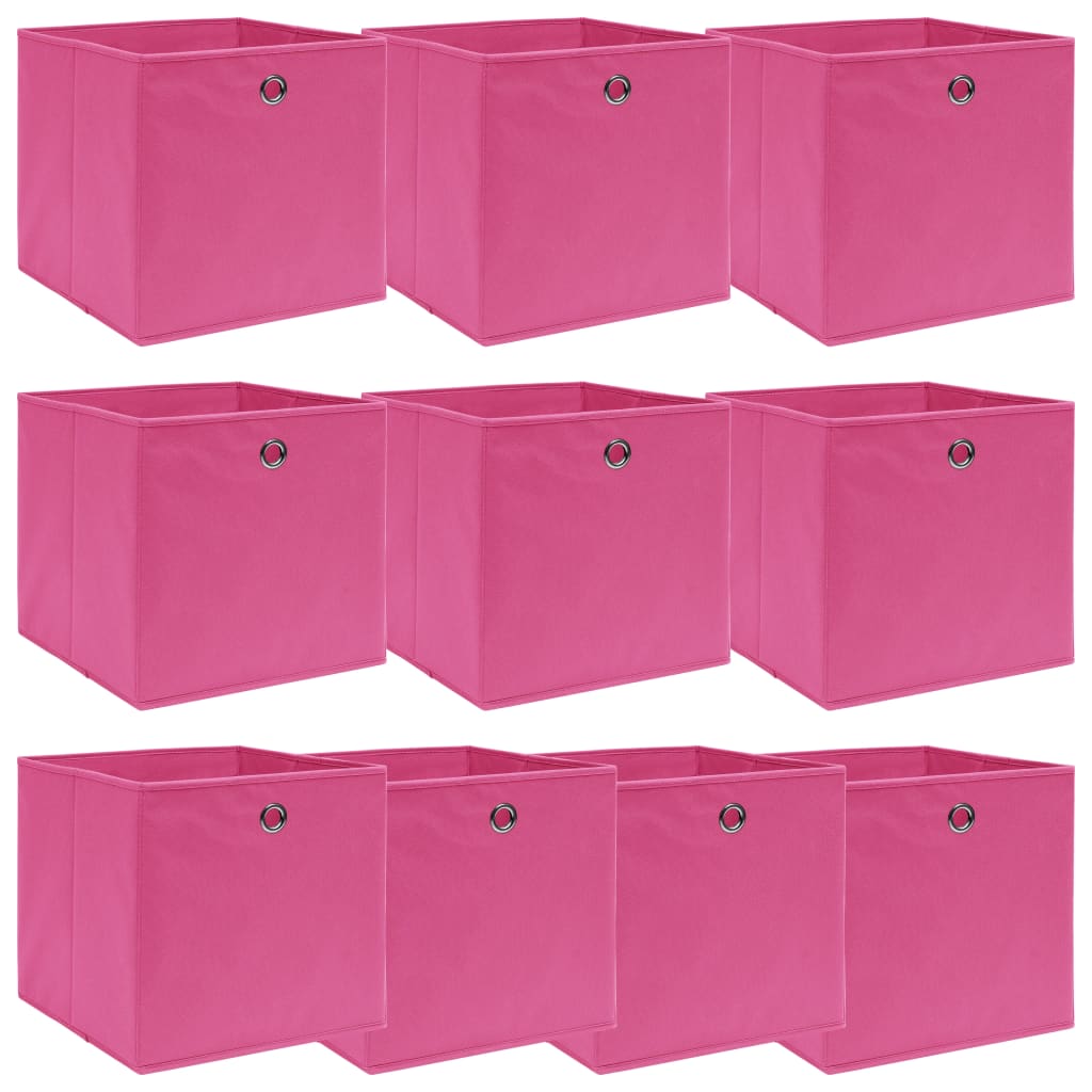 VidaXL Opbergboxen 10 st 32x32x32 cm stof roze