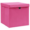 Cajas de almacenamiento de Vidaxl con tapa 10 PCS 32x32x32 CM Fabric Pink