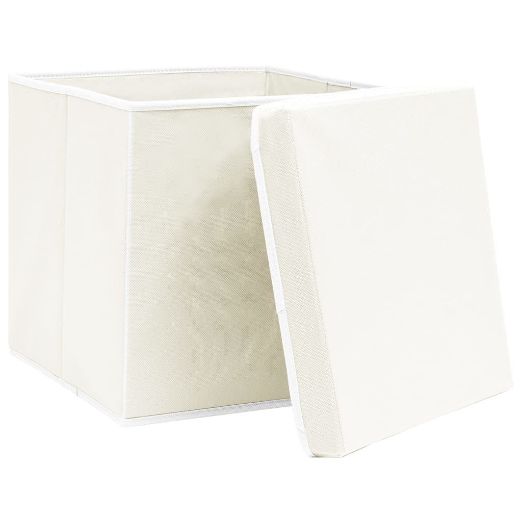 Scatole di archiviazione Vidaxl con coperchio 4 pezzi 32x32x32 cm tessuto bianco