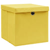 VidaXL Opbergboxen met deksel 10 st 32x32x32 cm stof geel