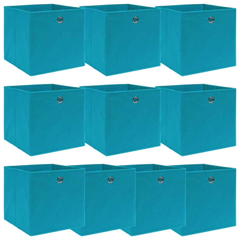 Cajas de almacenamiento de Vidaxl 10 PCS 32X32X32 CM tela azul