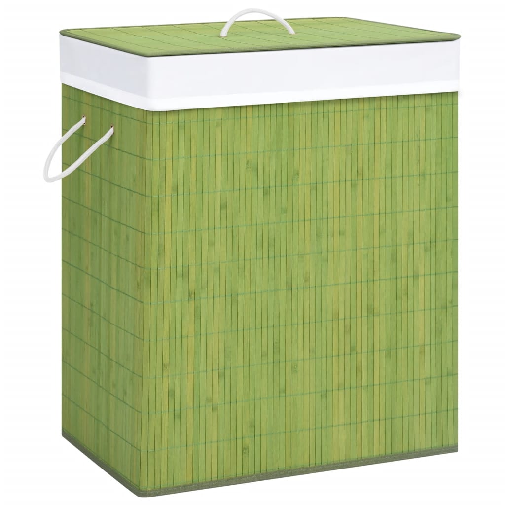 Canasta de lavandería de Vidaxl con 2 compartimentos 100 l de bambú verde
