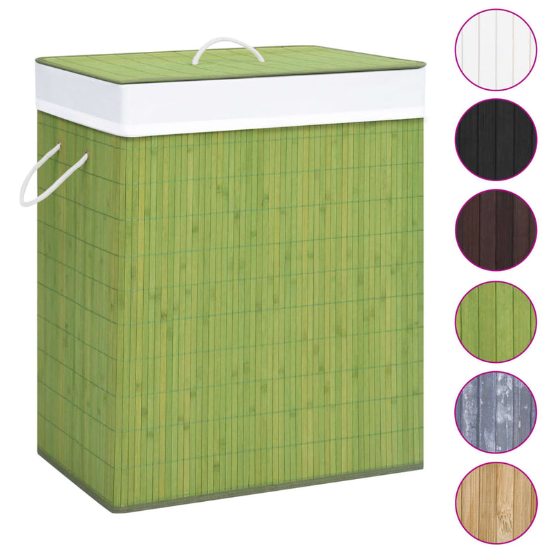 Vidaxl Laundry Basket con 1 scatola 83 L Verde di bambù