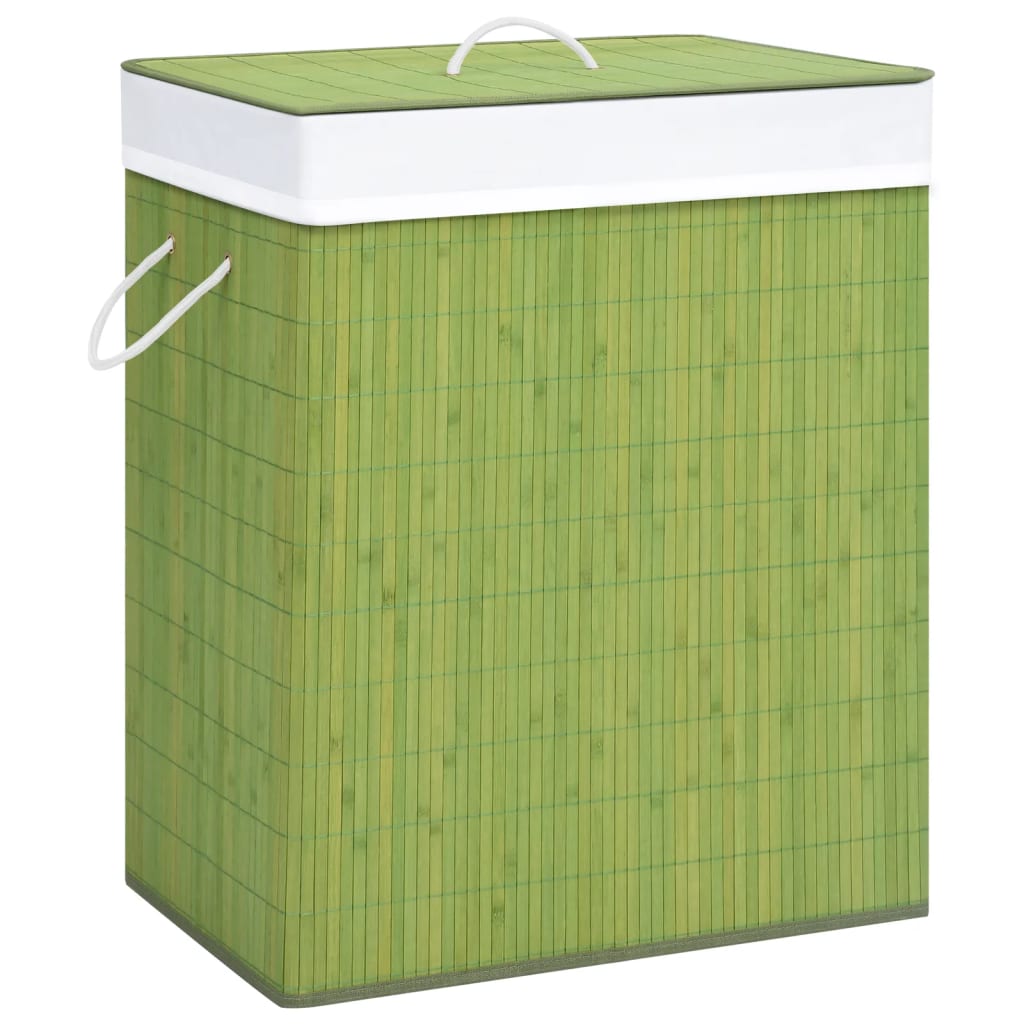 Vidaxl Laundry Basket con 1 scatola 83 L Verde di bambù