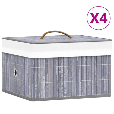 Cajas de almacenamiento de Vidaxl 4 pc bambú gris