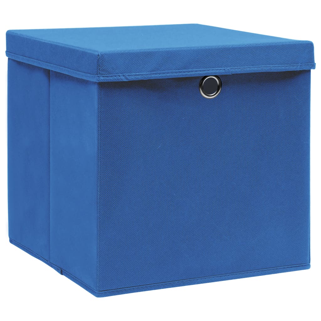 Cajas de almacenamiento de Vidaxl con tapa 4 PCS 28x28x28 cm azul