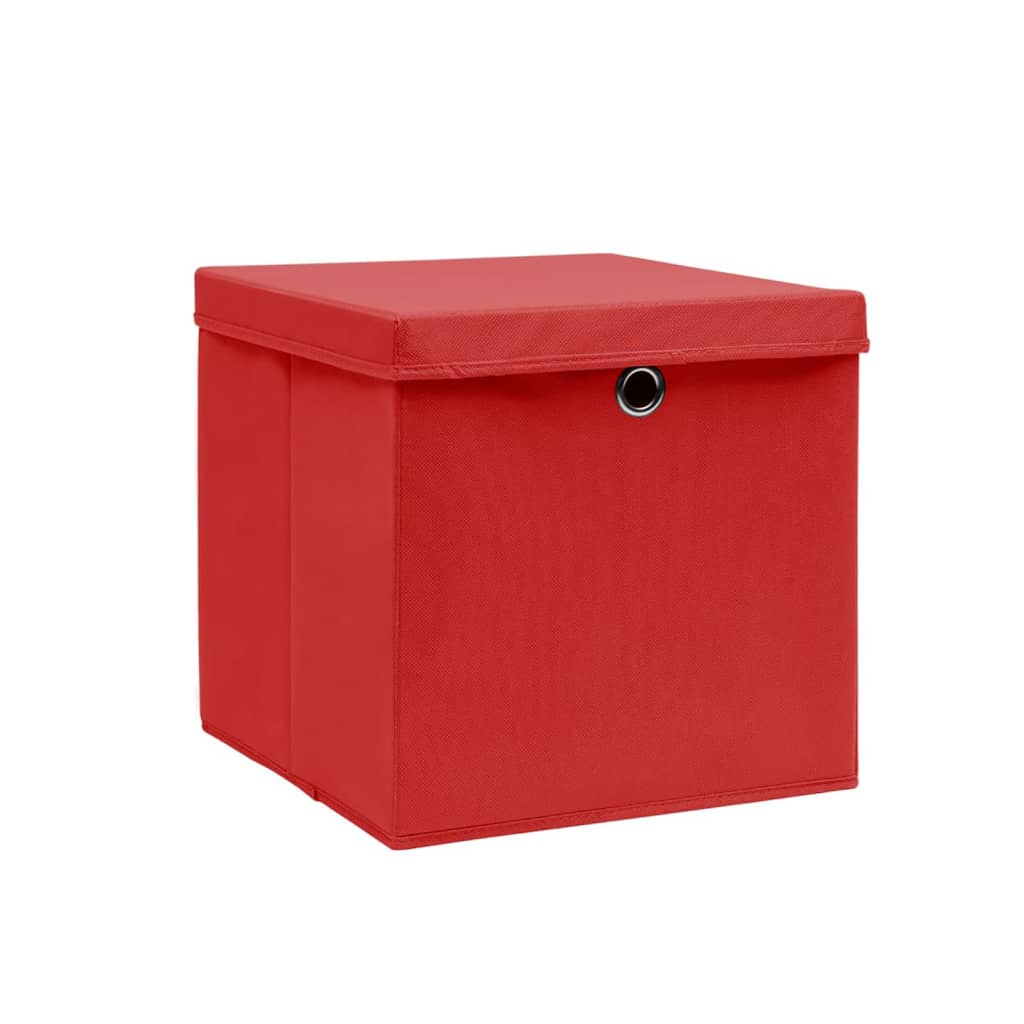 Cajas de almacenamiento de Vidaxl con tapa 10 PC 28x28x28 cm rojo