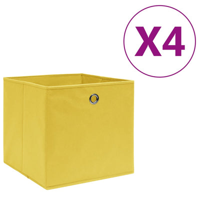 Cajas de almacenamiento de Vidaxl 4 PCS 28x28x28 cm de tela no tejida amarillo