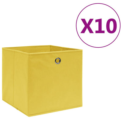 Cajas de almacenamiento de Vidaxl 10 PCS 28x28x28 cm de tela no tejida amarillo