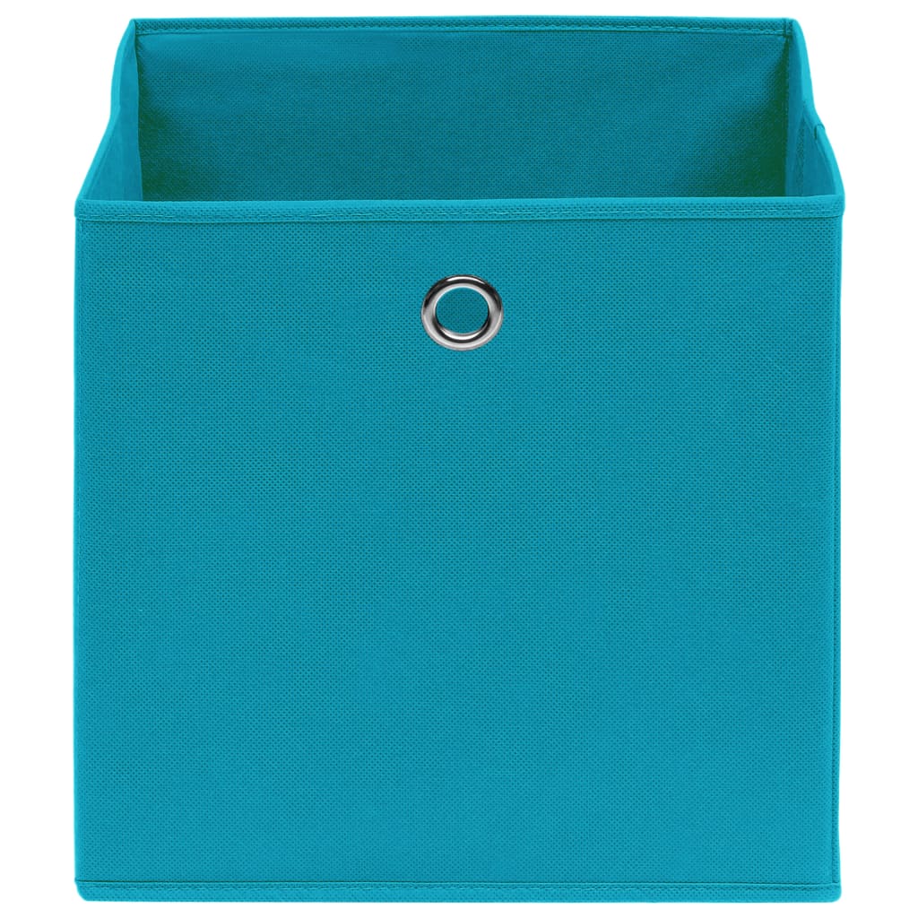 Cajas de almacenamiento de Vidaxl 10 PCS 28x28x28 cm de tela no tejida azul bebé