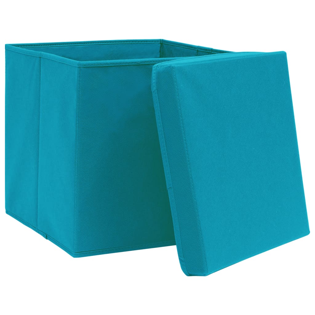 Cajas de almacenamiento de Vidaxl con tapa 10 st 28x28x28 cm azul bebé