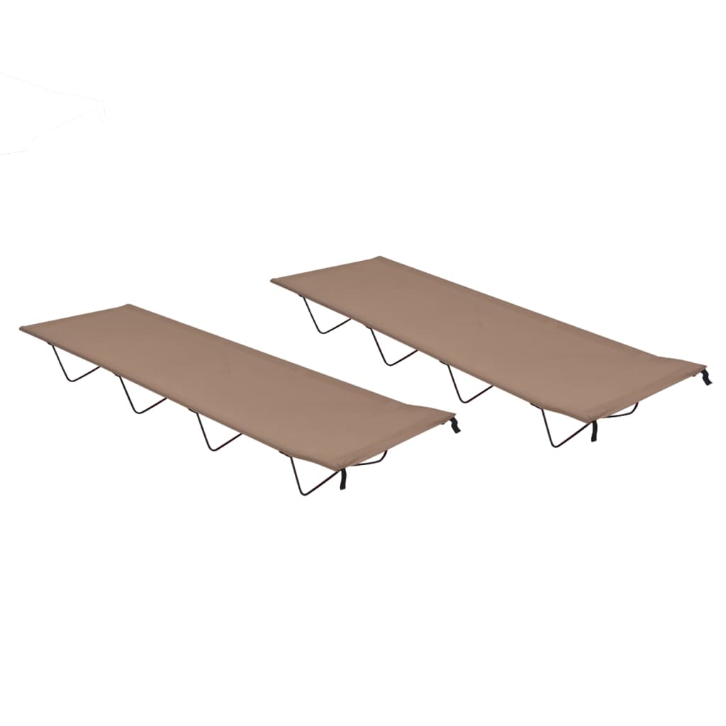 Vidaxl Camp Beds 2 St 180x60x19 CM Oxford Tabet and Steel Taupe