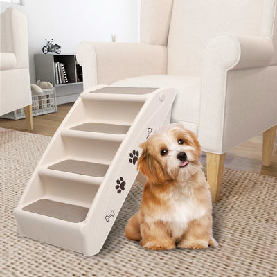 Escalera de perro Vidaxl plegable 62x40x49.5 cm de crema