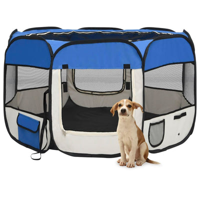 Vidaxl Dog Ren plegable con bolsa portadora 110x110x58 cm azul