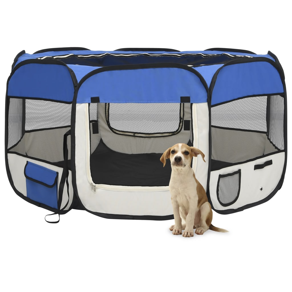 Vidaxl Dog Ren plegable con bolsa portadora 125x125x61 cm azul