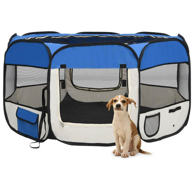 Vidaxl Dog Ren plegable con bolsa portadora 125x125x61 cm azul