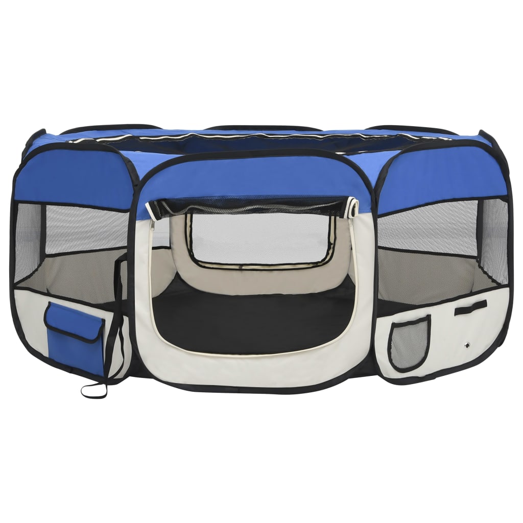 Vidaxl Dog Ren plegable con bolsa portadora 145x145x61 cm azul