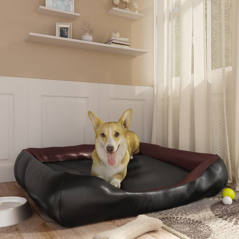 Vidaxl Canasta de perros 105x80x25 cm de cuero artificial negro y marrón
