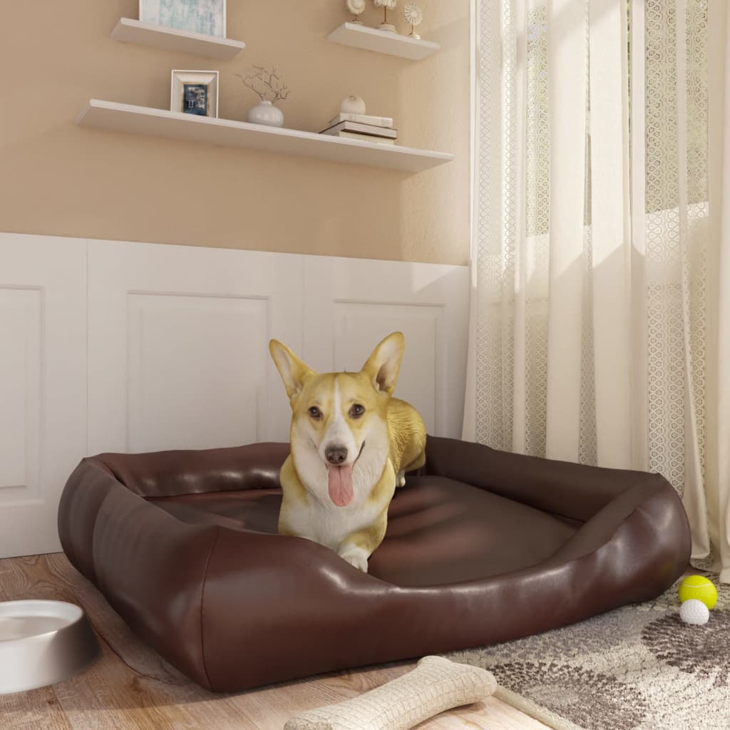 Vidaxl Dog Basket 80x68x23 cm in pelle artificiale marrone