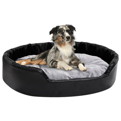 Canasta de perros de Vidaxl 90x79x20 cm peluche y cuero artificial negro y gris