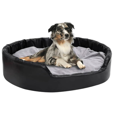 Canasta de perros de Vidaxl 99x89x21 cm peluche y cuero artificial negro y gris