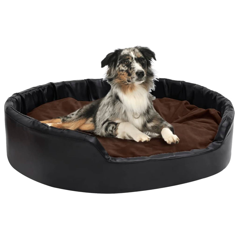 Vidaxl Dog Basket 99x89x21 cm peluche e cuoio artificiale nero e marrone