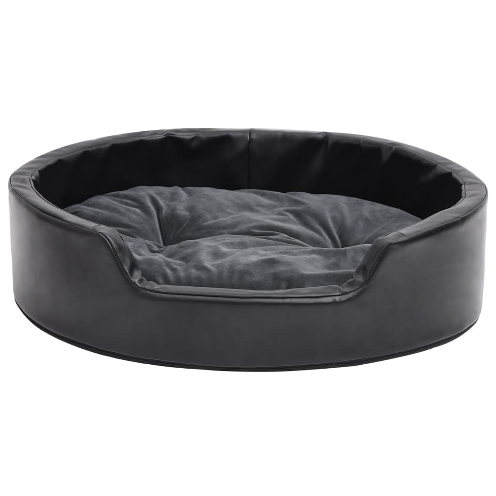Canasta de perros de Vidaxl 69x59x19 cm peluche y cuero artificial negro y gris oscuro